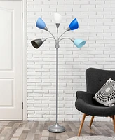 Simple Designs 5 Light Adjustable Gooseneck Floor Lamp with Shades