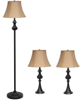 Lalia Home Homely Valletta 3 Piece Metal Lamp Set