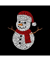 La Pop Art Girls Christmas Snowman Word T-Shirt