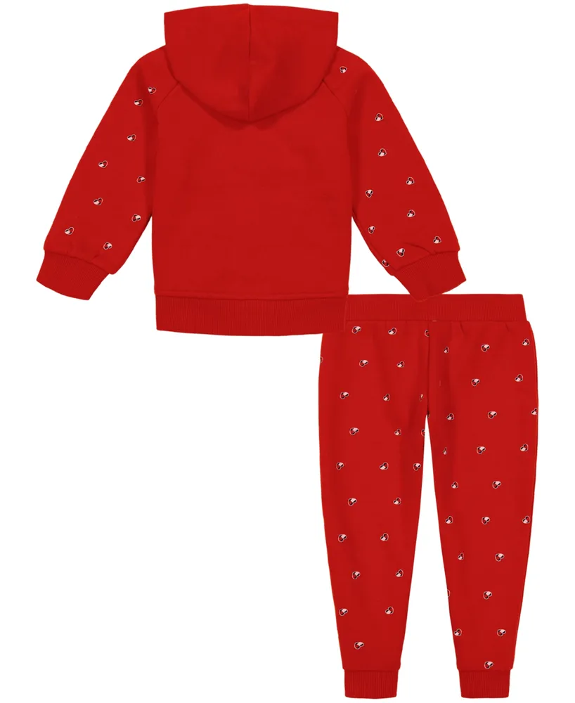 Tommy Hilfiger Baby Girls Heart Logo Print Fleece Hoodie and Joggers Sweatsuit, 2 Piece Set