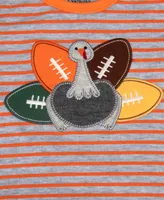 Baby Essentials Boys Thanksgiving Football Footed Coverall and Hat, 2 Piece Set