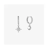 Ana Luisa Crescent Moon Huggie Hoops - Celeste Silver