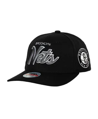 Men's Mitchell & Ness Black Brooklyn Nets Mvp Team Script 2.0 Stretch-Snapback Hat