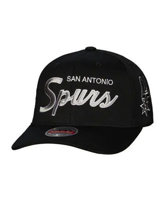 Men's Mitchell & Ness Black San Antonio Spurs Mvp Team Script 2.0 Stretch-Snapback Hat