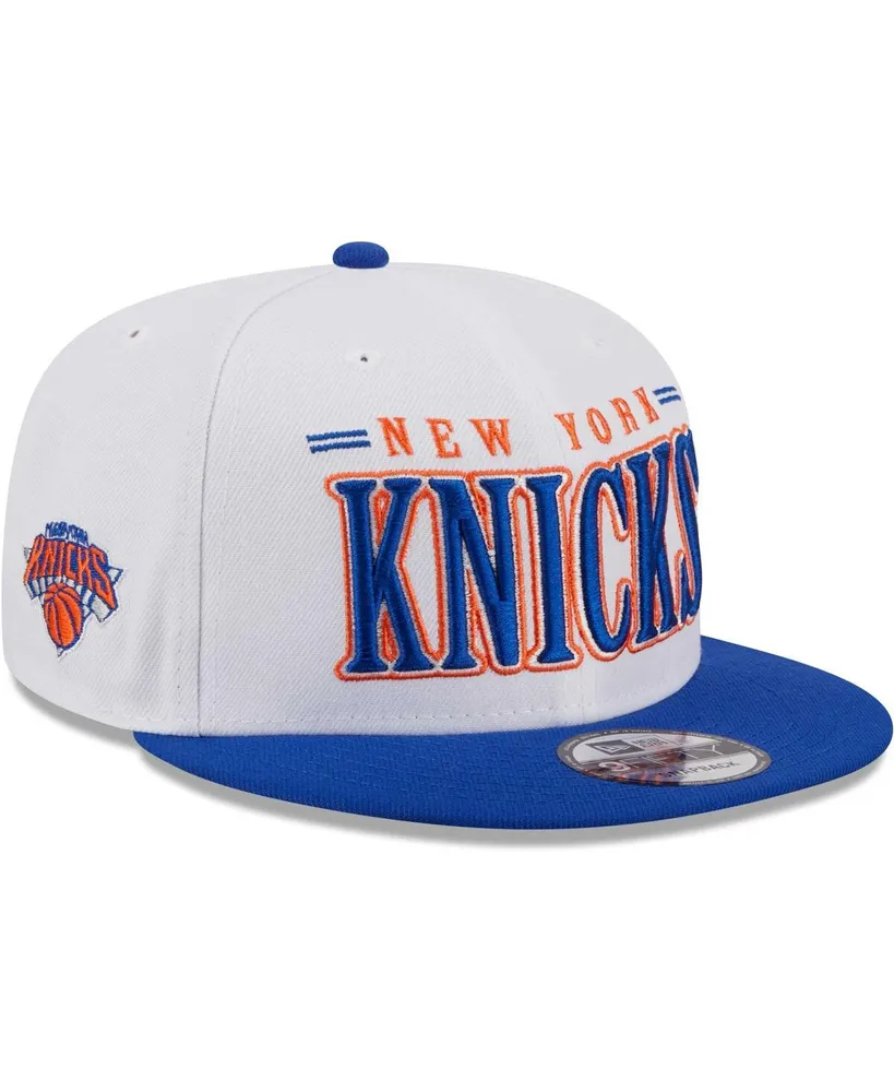 New Era Men's New Era White New York Knicks Team Stack 9FIFTY Snapback Hat