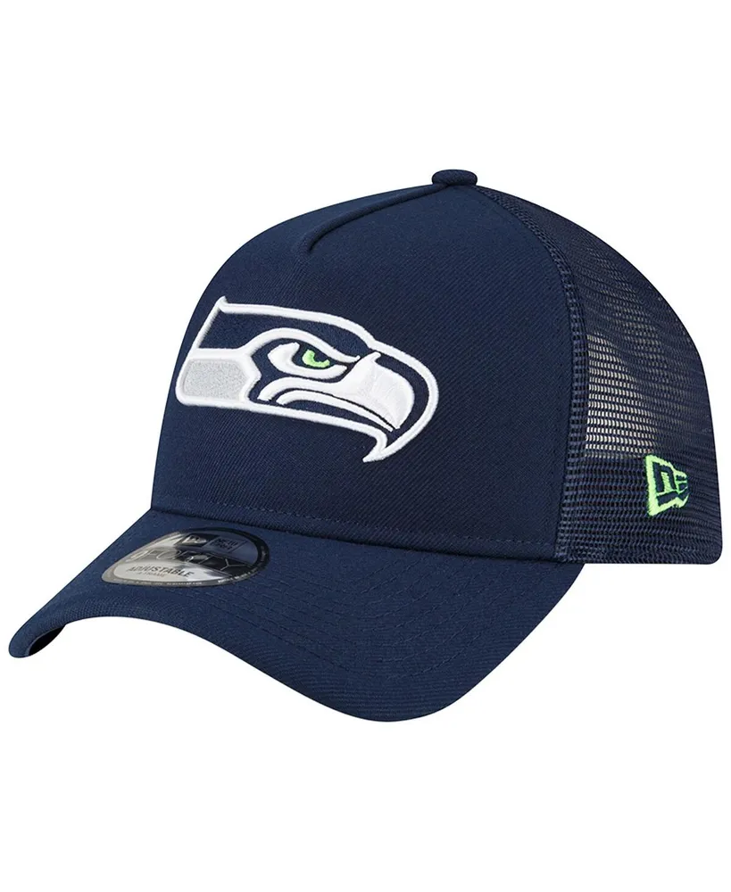 Men's New Era x Alpha Industries Black Seattle Seahawks A-Frame 9FORTY Trucker Snapback Hat