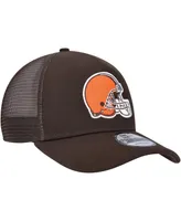 Men's New Era Brown Cleveland Browns A-Frame Trucker 9FORTY Adjustable Hat