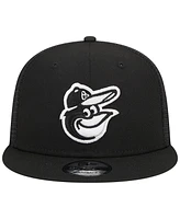 Men's New Era Black Baltimore Orioles Trucker 9FIFTY Snapback Hat