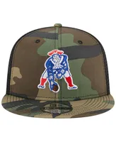 Men's New Era Camo New England Patriots Throwback Main Trucker 9FIFTY Snapback Hat