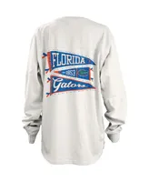 Women's Pressbox White Florida Gators Pennant Stack Oversized Long Sleeve T-shirt