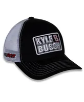 Women's Checkered Flag Sports Black, White Kyle Busch Name and Number Patch Adjustable Hat