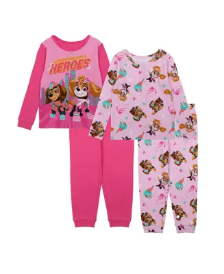 Paw Patrol Toddler Girls Top and Pajama, 4 Piece Set