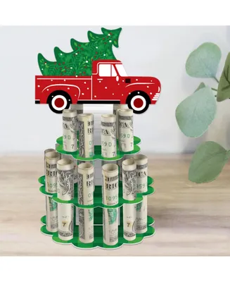 Big Dot of Happiness Merry Little Christmas Tree - Red Truck Christmas Party Money Holder - Cash Cake
