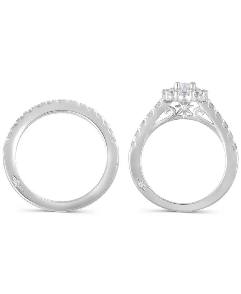 Diamond Oval Halo Bridal Set (2 ct. t.w.) in 18k White Gold