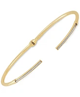 Italian Gold Glitter Polished Bypass Bangle Bracelet in 10k Gold