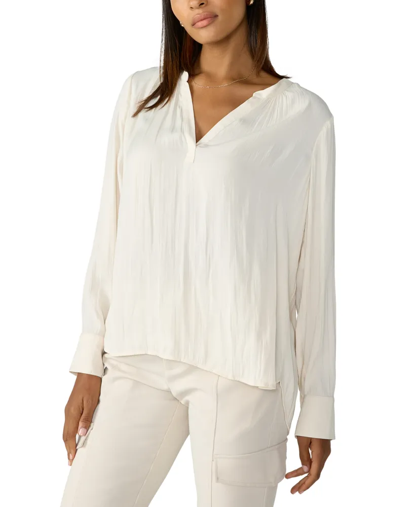 Sanctuary Women's Solid Lizzie Sateen V-Neck Tunic Top