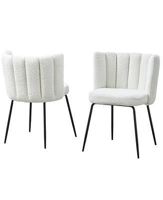 Best Master Furniture Elegante 32" Boucle Fabric Side Chairs, Set of 2