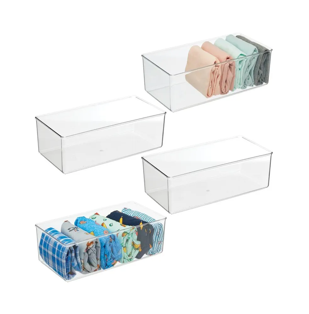 mDesign Plastic Kitchen Pantry Storage Organizer Container Bin - 4 Pack -  Clear