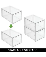 mDesign Plastic Stacking Closet Storage Organizer Bin with Drawer, Pack