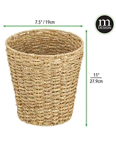 mDesign Seagrass Round Woven Garbage Wastebasket Trash Can, Natural