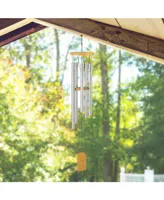 Fc Design 30" Long Silver Wood Top Traditional Wind Chime Home Decor Perfect Gift for House Warming, Holidays and Birthdays