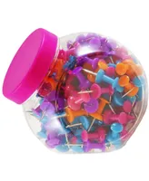 Jam Paper Colorful Push Pins - Assorted Color Pushpin Jar - 150 Per Pack
