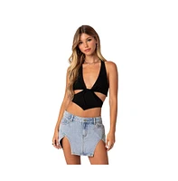 Cady tie front cut out top