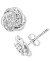 Diamond Flower Stud Earrings (1/4 ct. t.w.) in Sterling Silver, Created for Macy's