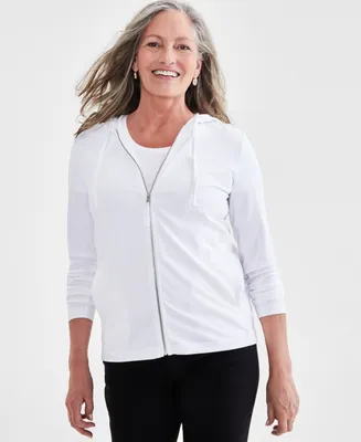 Style & Co Women's Zip-Front Hooded Sweatshirt, Created for Macy's
