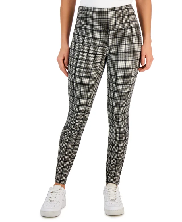 Style & Co. Plus Size Houndstooth Pull-on Ponte Pants in Gray