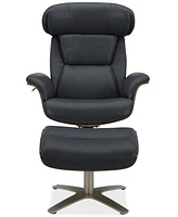 Janer Leather Swivel Chair & Ottoman Set, Created for Macy's