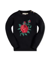 Hope & Henry Girls Long Sleeve Rose Intarsia Sweater