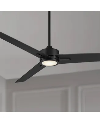 Casa Vieja 60" Monte Largo Modern Industrial 3 Blade Indoor Ceiling Fan with Dimmable Led Light Remote Control Matte Black for Living Room Kitchen Hou