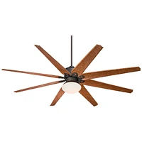 Casa Vieja 72" Predator Indoor Outdoor Ceiling Fan with Light Led Remote Control English Bronze Cherry Blades Opal Frosted Glass Damp Rated for Patio