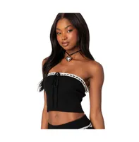 Khloe lacey ribbon knit tube top