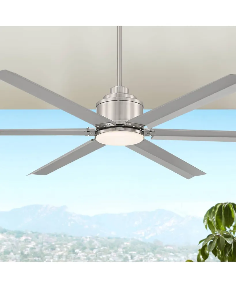 Casa Vieja 65" Ultra Breeze Modern Industrial Outdoor Ceiling Fan with Dimmable Led Light Remote Control Brushed Nickel Silver Wet Rated for Patio Ext