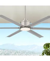 Casa Vieja 65" Ultra Breeze Modern Industrial Outdoor Ceiling Fan with Dimmable Led Light Remote Control Brushed Nickel Silver Wet Rated for Patio Ext