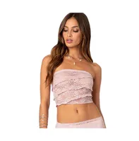 Myra sheer lace ruffle tube top - Light