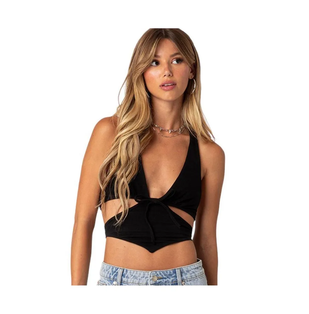 Cady tie front cut out top
