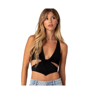 Cady tie front cut out top