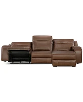 Closeout! Hansley 3-Pc. Zero Gravity Leather Sectional with Power Recliner and Chaise, Created for Macy's