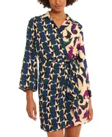 Donna Morgan Women's Mixed-Print Side-Tie Mini Dress