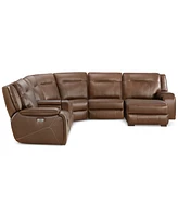 Closeout! Hansley 6-Pc Zero Gravity Leather Sectional with Power Recliner and Chaise, Created for Macy's