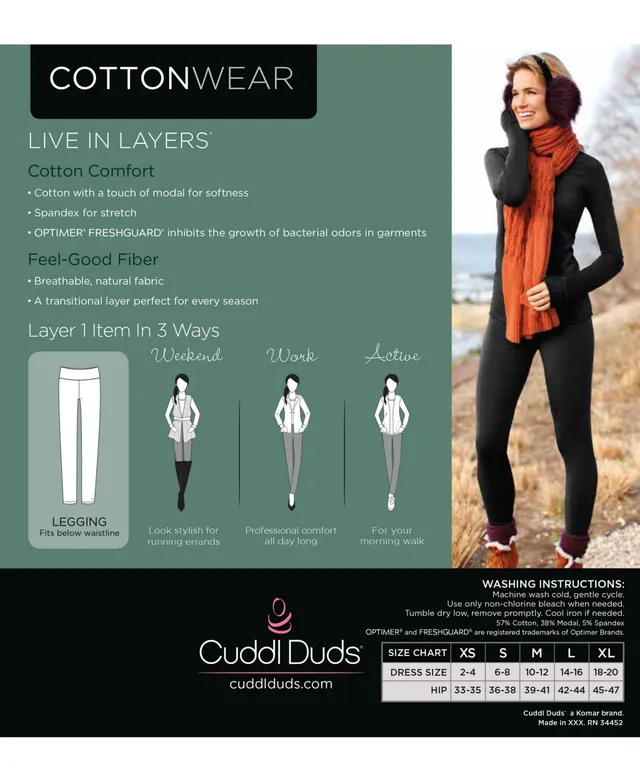 Cuddl Duds Women's Cottonwear High-Rise Wide-Waist Leggings, 43% OFF