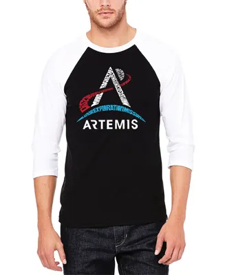 La Pop Art Men's Nasa Artemis Logo Raglan Baseball Word T-shirt