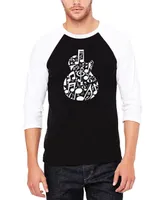 La Pop Art Men's Music Notes Guitar Raglan Baseball Word T-shirt