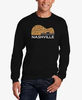 La Pop Art Men's Nashville Guitar Word Crewneck Sweatshirt