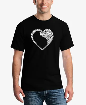 La Pop Art Men's Dog Heart Printed Word T-shirt