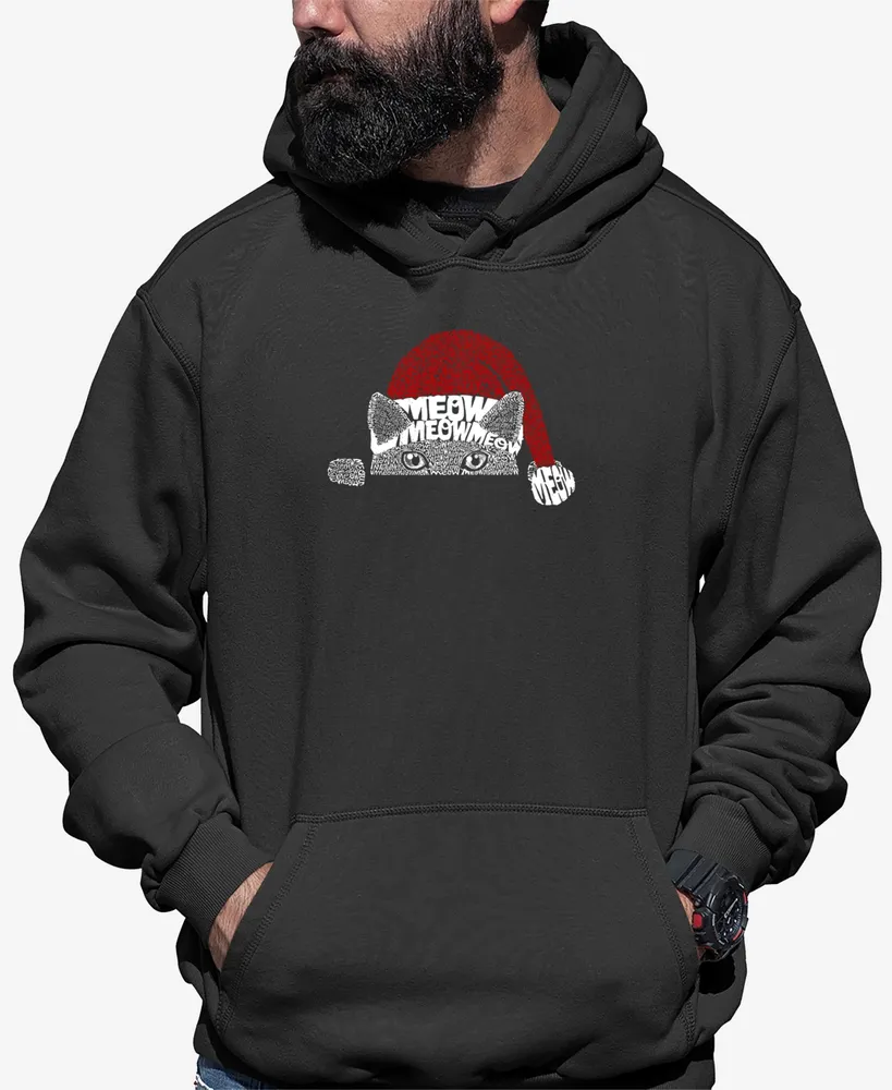 La Pop Art Men's Christmas Peeking Cat Word Hooded Sweatshirt