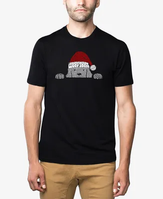 La Pop Art Men's Christmas Peeking Dog Premium Blend Word T-shirt